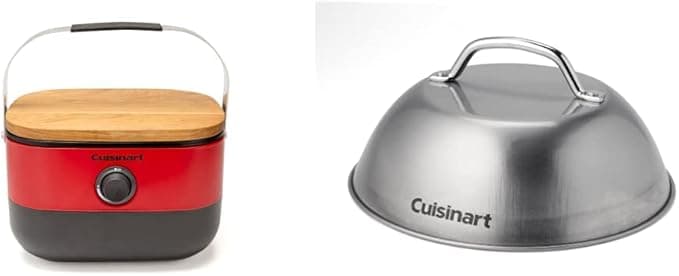 Cuisinart CGG-750 Portable, Venture Gas Grill, Red with CMD-108 Melting Dome