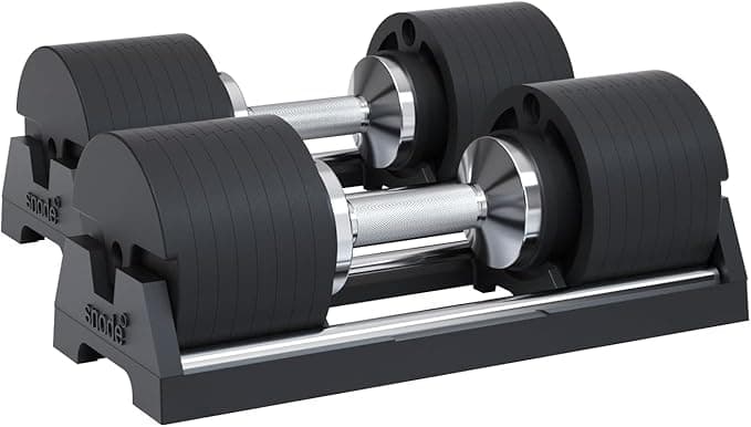 SNODE AD80 Drop-Proof 80 lb Adjustable Dumbbell Set with Cast Iron Plates and Cradle