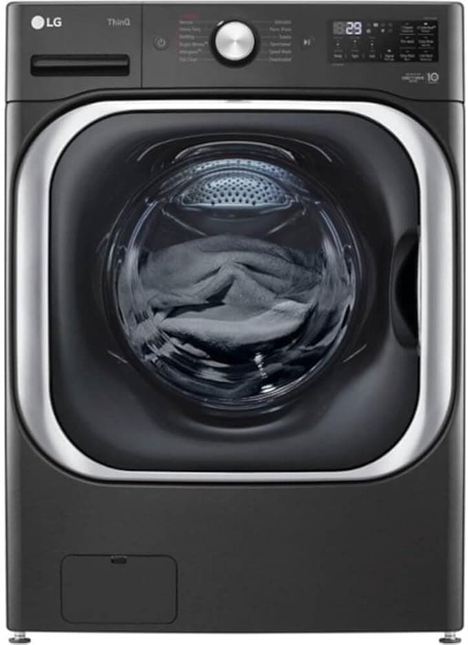 LG 5.2 cu. Ft Stackable Smart Front Load Washer in Black Steel with Steam and TurboWash Technology