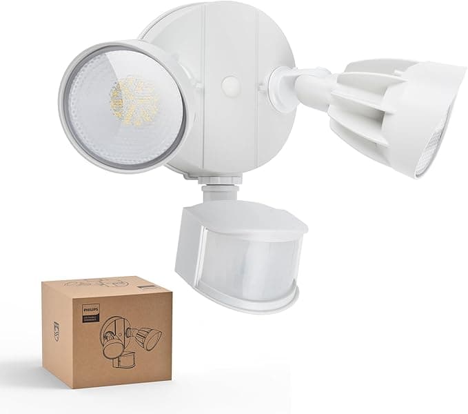 Philips 44W 4200LM LED Security Light — PIR Motion Sensor, 5000K, 2 Heads, 4 Modes, Dusk-to-Dawn