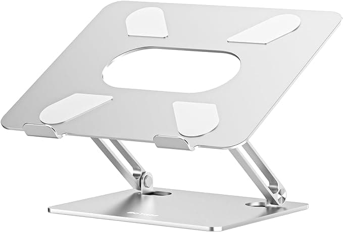 BoYata Laptop Stand, Adjustable Multi-Angle Laptop Holder, Sturdy Aluminum & Silicone, Compatible up to 17 inches, Silver