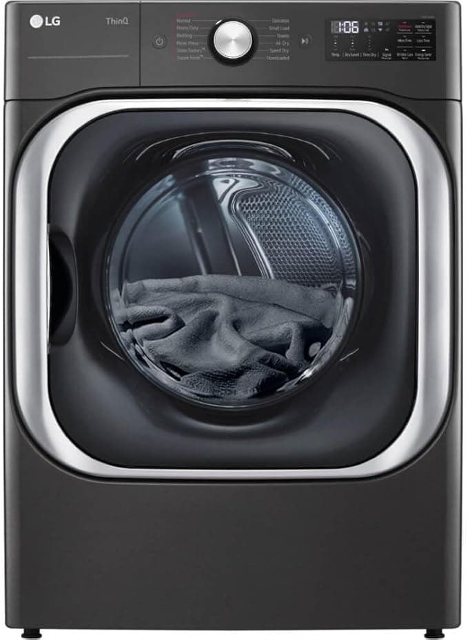 LG 9.0 cu. ft. Vented Smart Stackable Electric Dryer in Black Steel with TurboSteam and Sensor Dry Technology