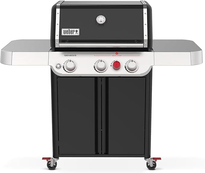Weber Genesis E-325 Liquid Propane Gas Grill for Outdoor Cooking, 3 Burners, Black – Porcelain-Enameled Cast-Iron Grates, PureBlu Burners & Sear Zone