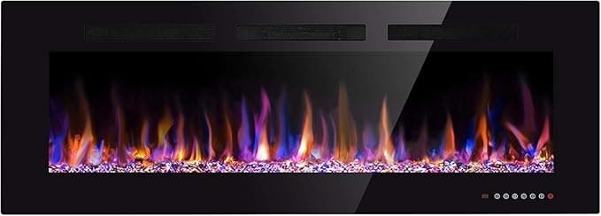 Xbeauty 50 inch Wall Mounted Recessed Electric Fireplace Insert, Ultra-Thin Lightweight LED