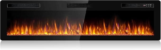 BOSSIN 72 inch Ultra-Thin Silence Linear Electric Fireplace, Recessed Wall Mounted