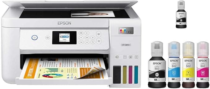 Epson EcoTank ET-2850L Wireless Color All-in-One Printer with Auto-Duplex and 1.44" Display