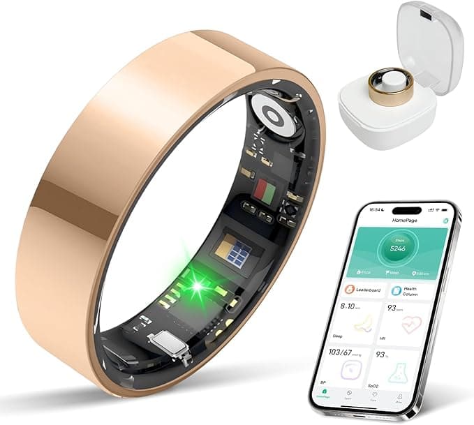 BIEMHA IP68 Waterproof Smart Ring with Heart Rate, Sleep Tracking, and Charging Case