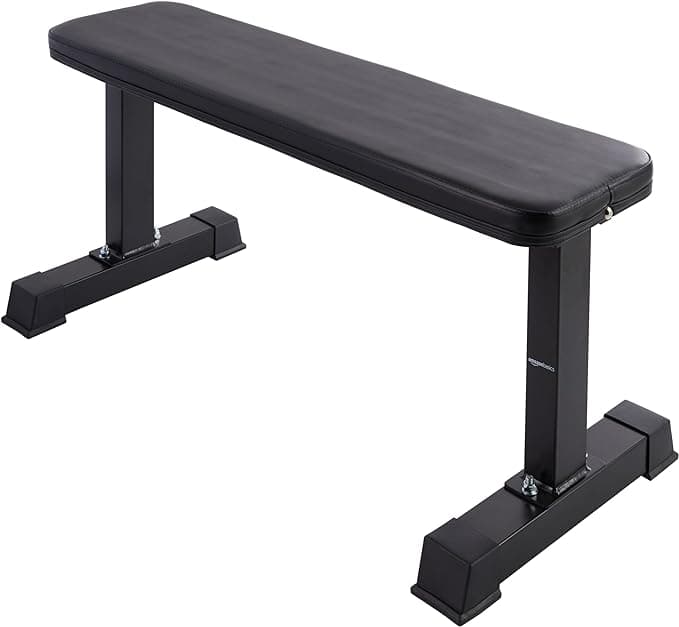 Amazon Basics Sturdy Flat Weight Bench for Home Gym, Strength Training, Stable Assembly