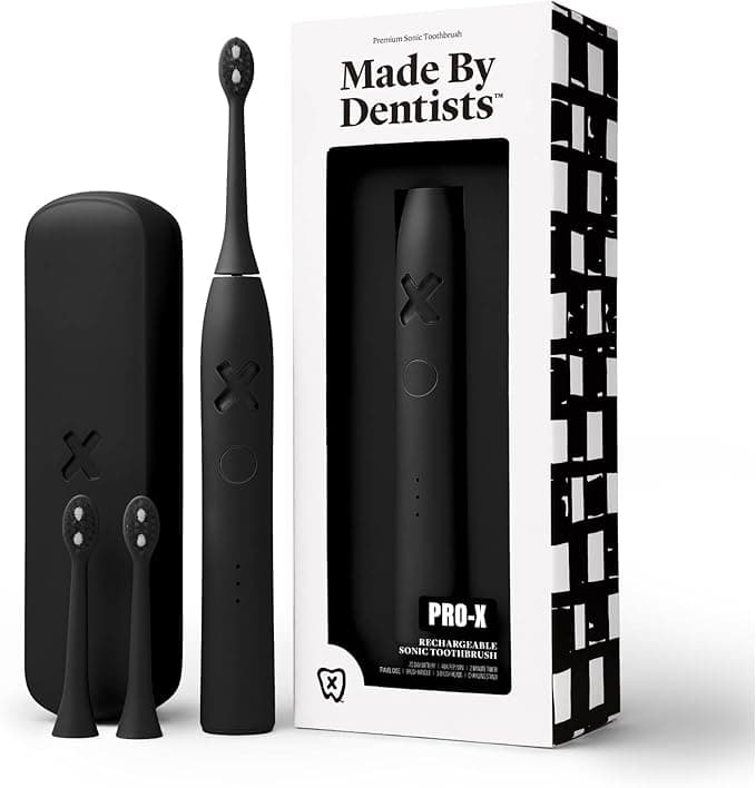 Made by Dentists PRO-X Sonic Electric Toothbrush – Dentist-Designed, 9x More Plaque Removal, 70 Day Battery, 3 Modes, Travel Case & Extra Heads
