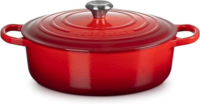 Le Creuset Enameled Cast Iron Signature Round Wide Dutch Oven 6.75-Quart in Cerise