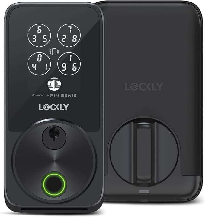 Lockly Secure Pro Smart Door Lock, Fingerprint Keyless Entry, Apple Home Key Compatible, Auto Lock, App Remote Control, IP65 Waterproof