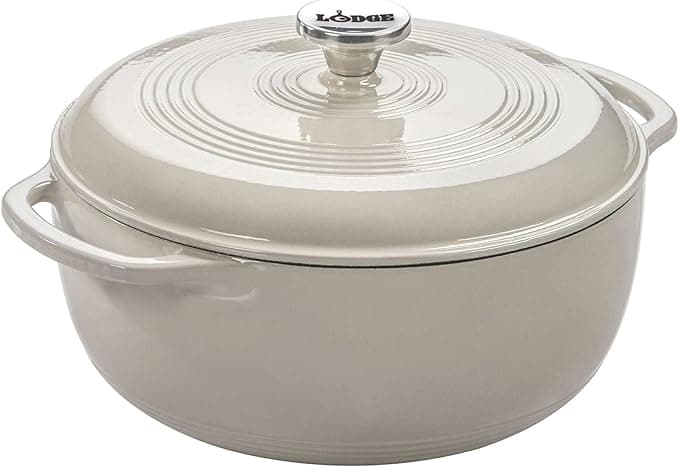 Lodge Essential Enamel Cast Iron Dutch Oven 6-Quart with Moisture-Sealing Lid and Dual Handles