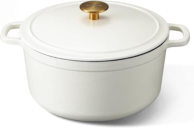 CAROTE 5-Quart Enameled Cast Iron Dutch Oven with Self-Basting Lid for Sourdough Bread Baking