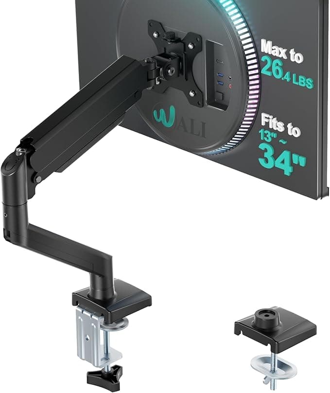 WALI Single Monitor Mount GSMP001N - Fits 13-34" Screens Up to 26.4 lb