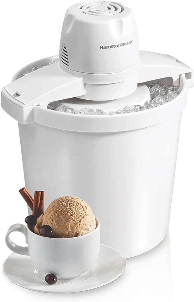 Hamilton Beach Electric Automatic Ice Cream Maker and Frozen Yogurt Machine, 4 Quart Ice and Rock Salt Bucket (68330N)