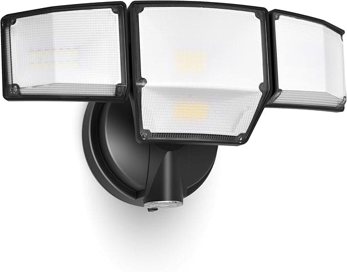 LUTEC 80W 9000LM Dusk-to-Dawn Flood Light — Photocell, 4 Adjustable Heads, IP65, 5000K