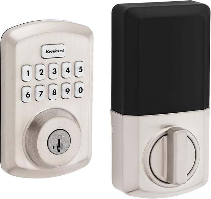 Kwikset Powerbolt 250 10-Button Keypad Electronic Deadbolt Door Lock with Customizable User Codes and Auto-Locking