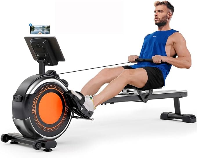 Dripex Magnetic Rowing Machine with 16-Level Resistance and Dual Slide Rail - 360 LB Capacity