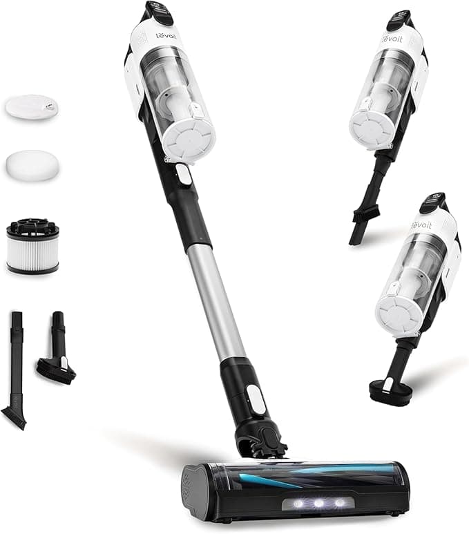 LEVOIT Cordless Vacuum Cleaner, Stick Vac with Tangle-Resistant Design, Up to 50 Minutes, Powerful Suction, Rechargeable, Lightweight, LVAC-200