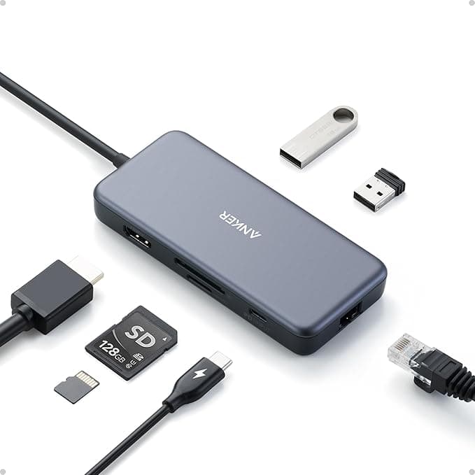 Anker USB C Hub, 7-in-1 USB C Adapter, with 4K HDMI, 60W Power Delivery, 1Gbps Ethernet, 2 3.0 Ports, SD and microSD Card Readers, for MacBook Pro and Other Laptops
