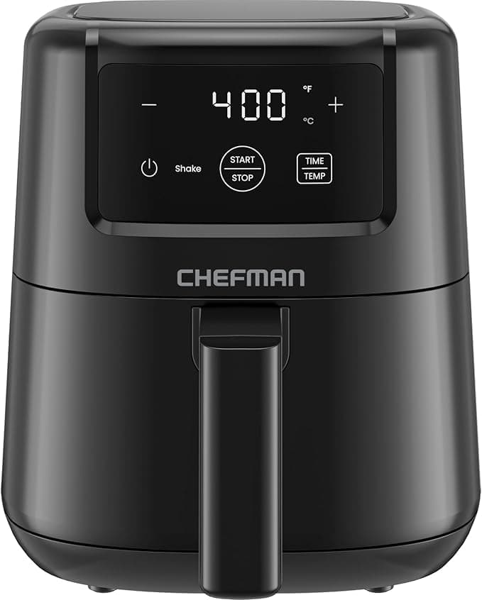 CHEFMAN 2 Qt Mini Air Fryer – Digital Space-Saving Compact Air Fryer with Nonstick and Dishwasher Safe Basket, Quick & Easy Meals in Minutes, Features Digital Timer and Shake Reminder – Black