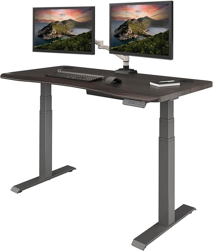 Vari Ergo 54x26 Electric Standing Desk – Height Adjustable Sit Stand Desk + Curved Waterfall Edge, 4 Memory Settings, Quick Assembly, Cable Management, 200 lb Capacity – Espresso
