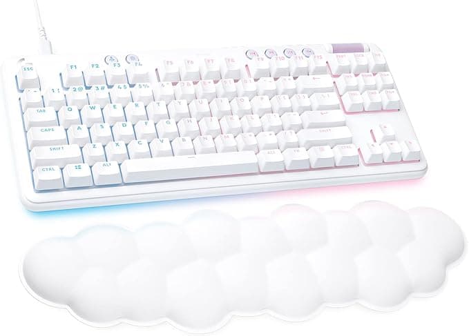 Logitech G713 Wired Gaming Keyboard with LIGHTSYNC RGB Lighting, Tactile Switches (GX Brown), and Keyboard Palm Rest, PC and Mac Compatible, White Mist