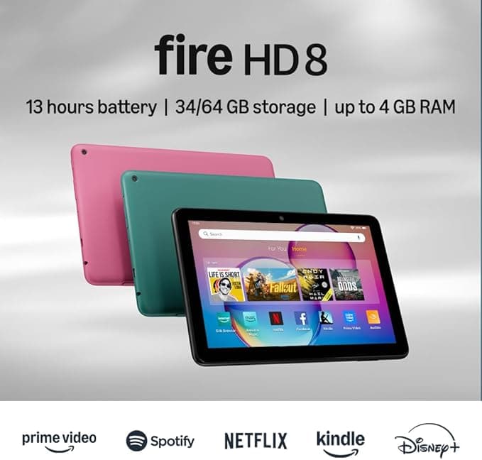 Amazon Fire HD 8 tablet (newest model), 8" HD Display, 3GB memory, 32GB, designed for portable entertainment