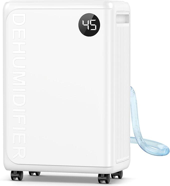 PLUSCENT 32 Pint Dehumidifier for Basement, 2500 sq.ft Dehumidifiers for Home with Drain Hose, 3 Modes, Auto Defrost, 24H Timer, Quiet Smart Humidity Control