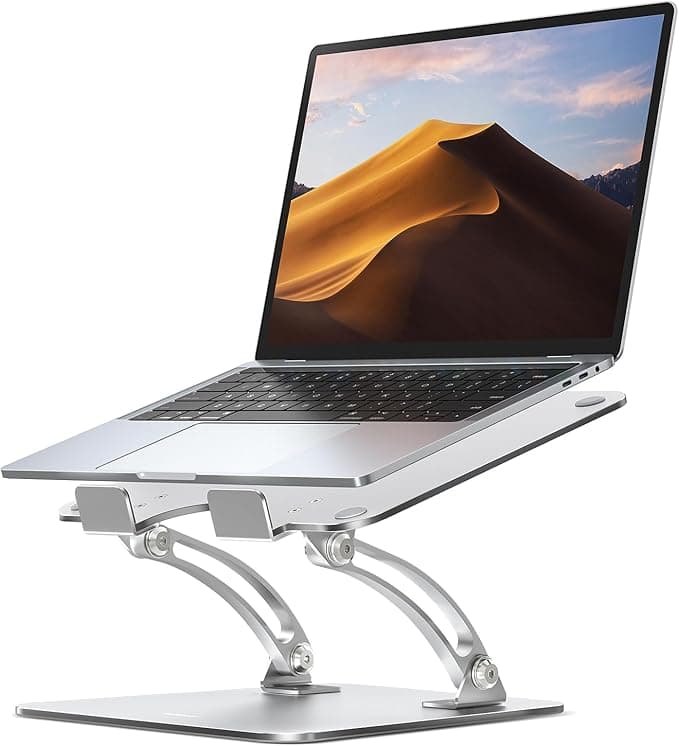 Nulaxy Ergonomic Adjustable Laptop Stand for Desk, Dual Foldable Computer Riser with Heat-Vent, 10-17 inch Compatible