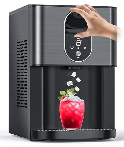 Kndko Nugget Ice Maker Countertop with Dispenser 44lbs/24H, Soft Chewable Pellet Ice Machine, 3.3lbs Storage, Self-Cleaning, Black