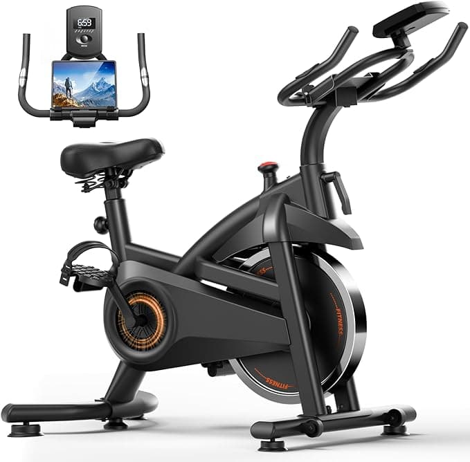 CURSOR FITNESS Indoor Cycling Bike with Exclusive App and Belt Drive - 350LB Capacity