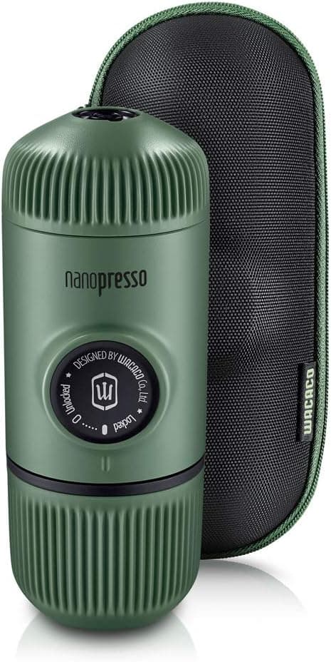 WACACO Nanopresso Portable Espresso Maker Bundled with Protective Case, Upgrade Version of Minipresso, Mini Travel Coffee Machine