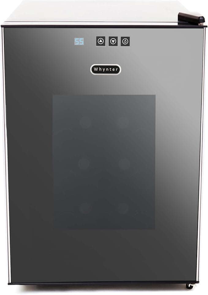 Whynter WC-201TDa Thermoelectric Wine Fridge, Freestanding Wine Cooler Refrigerator With Glass Door, Gray, 20 Bottle Capacity