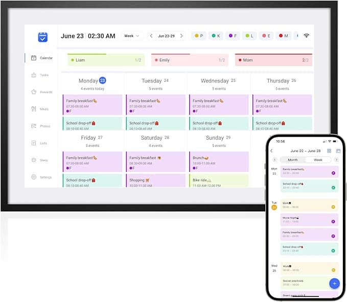 LOOFII 10.1 Inch Smart Digital Calendar – HD Touchscreen Family Planner & Calendar with Chore Chart & Meal Planner