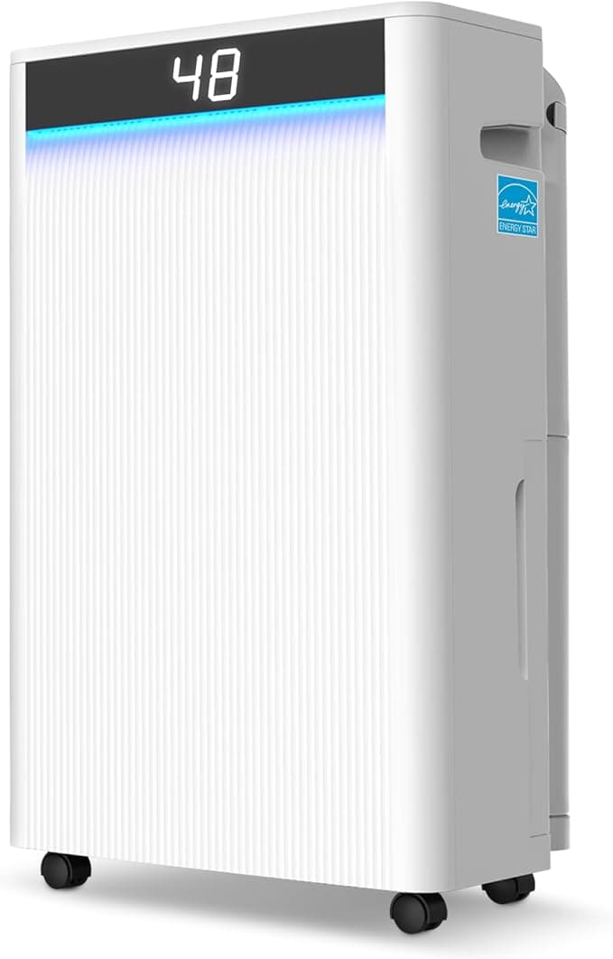 KeepGlad 5,000 Sq.Ft 2025 Energy Star Max 95 Pint/Day Dehumidifier for Basement, Bedroom, Home, Smart Compressor Dehumidifier with Drain Hose, Intelligent Humidistat