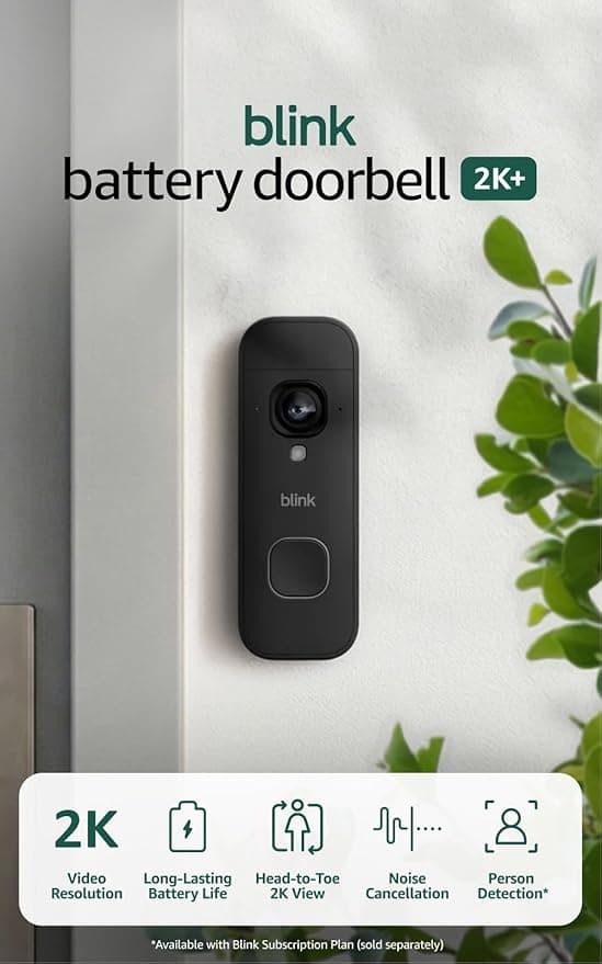 Blink Battery Doorbell 2K+ (newest model) — Wireless video doorbell, 2K resolution, enhanced audio (Sync Module required, sold separately)
