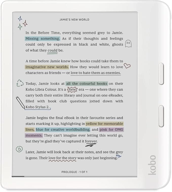 Kobo Libra Colour eReader with 7" Color E Ink Kaleido 3 Display and Page-Turn Buttons