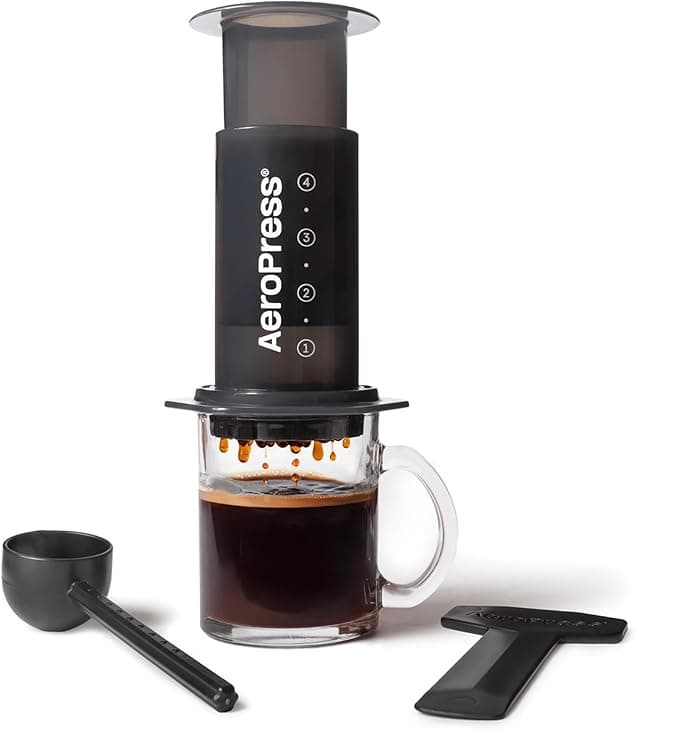 AeroPress Original Coffee and Espresso-style Maker, Barista Level Portable Coffee Maker with Chamber, Plunger, & Filters