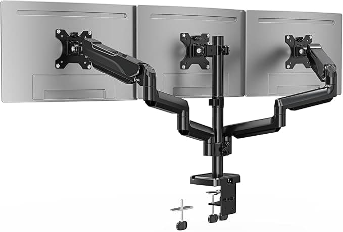ErgoFocus Triple Monitor Desk Mount - Holds 3 Screens Up to 32" and 19.8 lb Each