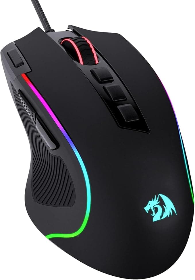Redragon M612 Predator RGB Gaming Mouse, 8000 DPI Wired Optical Mouse with 11 Programmable Buttons & 5 Backlit Modes, Software Supports DIY Keybinds Rapid Fire Button