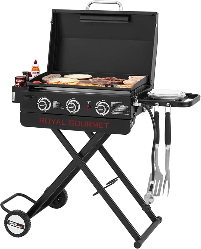 Royal Gourmet PD3001 3-Burner Propane Gas Griddle with Collapsible Stand (23 Inch)