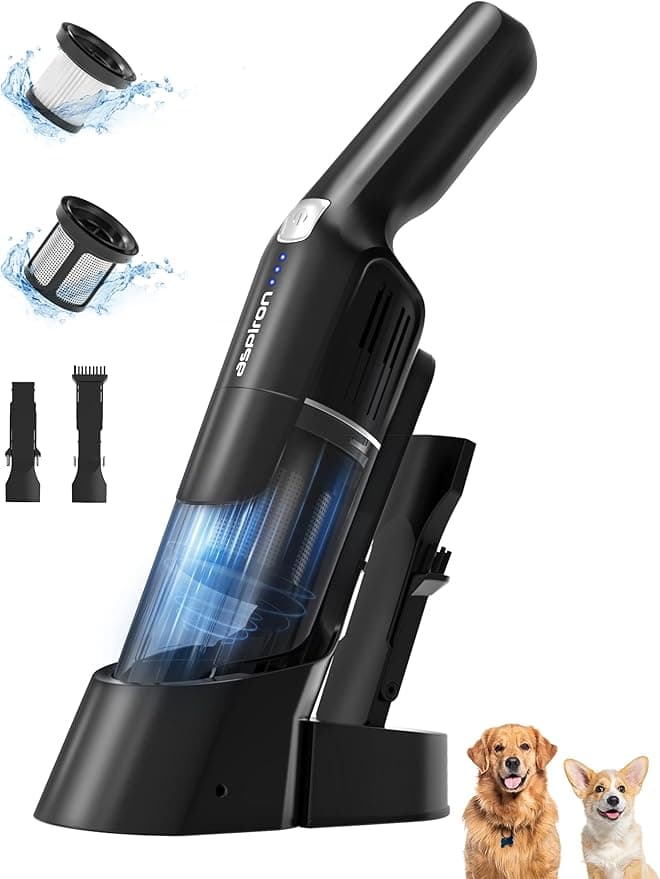 Aspiron Cordless Handheld Vacuum, 24KPA Powerful Car Vacuum, 2-Speed, 2 Charging Methods, Wireless Charger, Ergonomic Handle