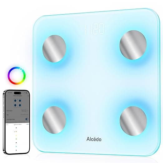 Alcedo Smart Body Fat Scale with 7-Color Customizable Glow and 20 Body Metrics