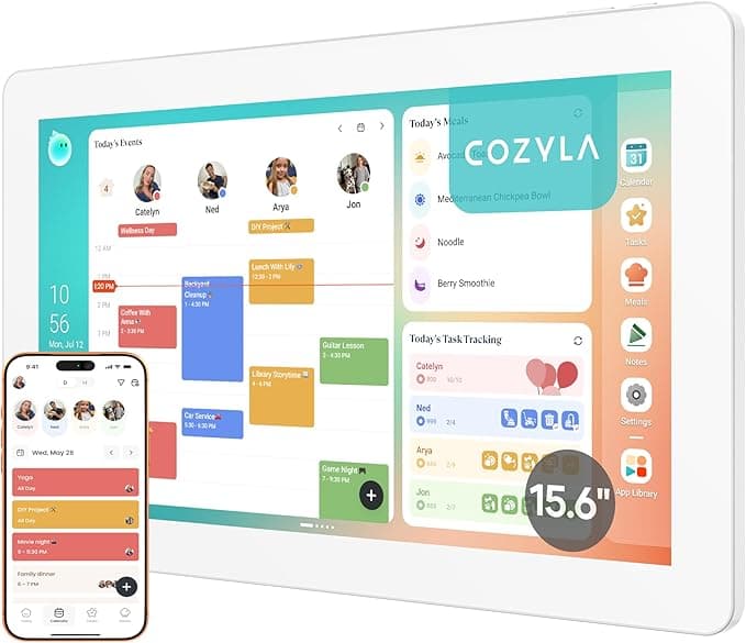 Cozyla Calendar Plus 2: 15.6" Smart Digital Calendar & No Subscription Family Dashboard, Electronic Touch Screen Wall Planner