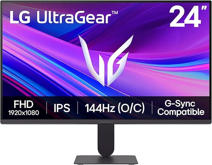 LG 24G411A-B 24" UltraGear Full HD IPS Gaming Monitor, 144Hz, 1ms MBR, G-Sync Compatible, FreeSync, HDR10