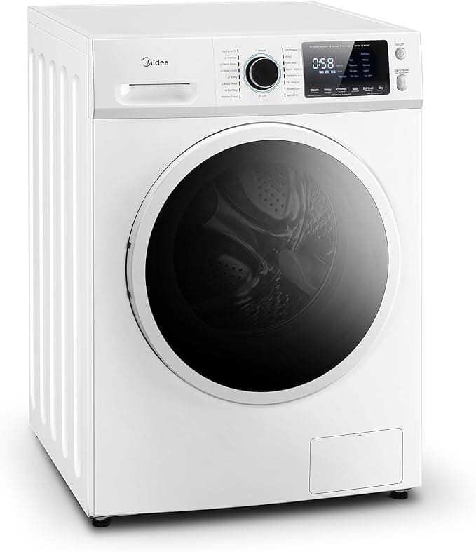 Midea 24 Inch All-in-One Front Load Washer Dryer Combo, 2.7 Cu.ft 26lbs Ventless with Steam Care, Overnight Dry, 1400 RPM