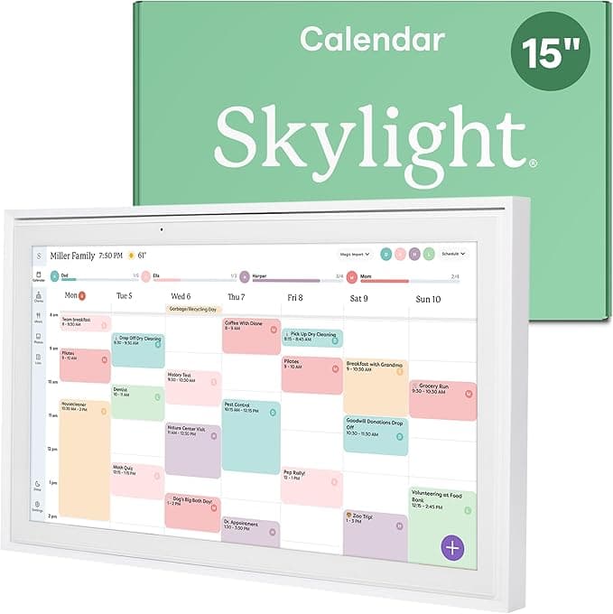 Skylight Calendar: 15-inch Wall Planner Digital Calendar & Chore Chart, Smart Touchscreen Interactive Display for Family Schedules