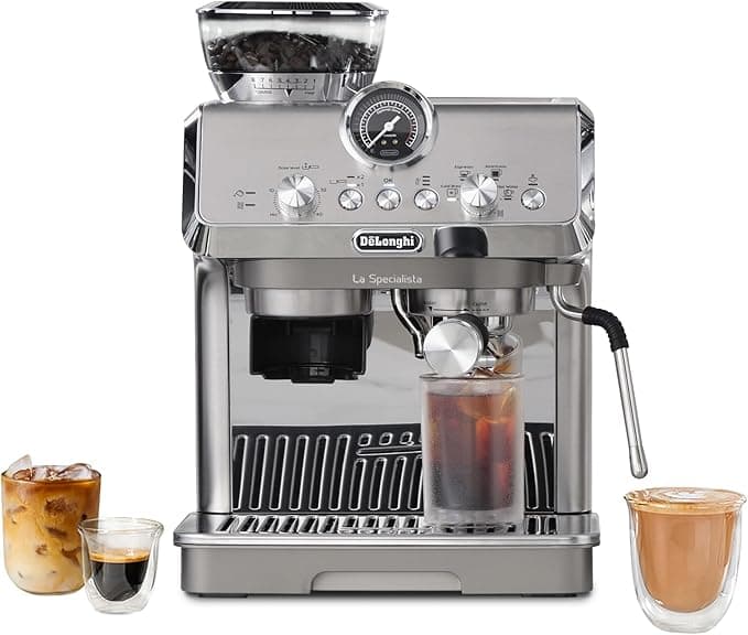 De'Longhi La Specialista Arte Evo Espresso Machine - Compact Cold Brew Coffee Maker with Grinder, Milk Steam Wand/Frother & Tamping Tools - Home Barista Kit