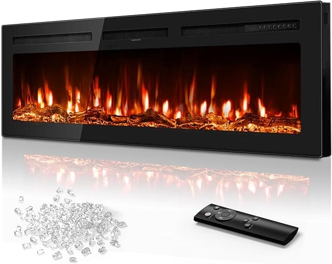 Tehanld 60 Inch Electric Fireplace in-Wall Recessed and Wall Mounted, Ultra-Thin Linear Fireplace Heater